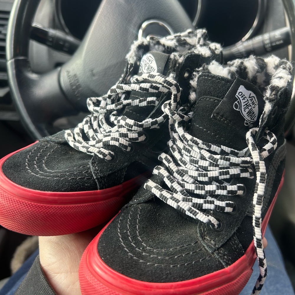 Vans fuzzy lined Black Suede High Tops